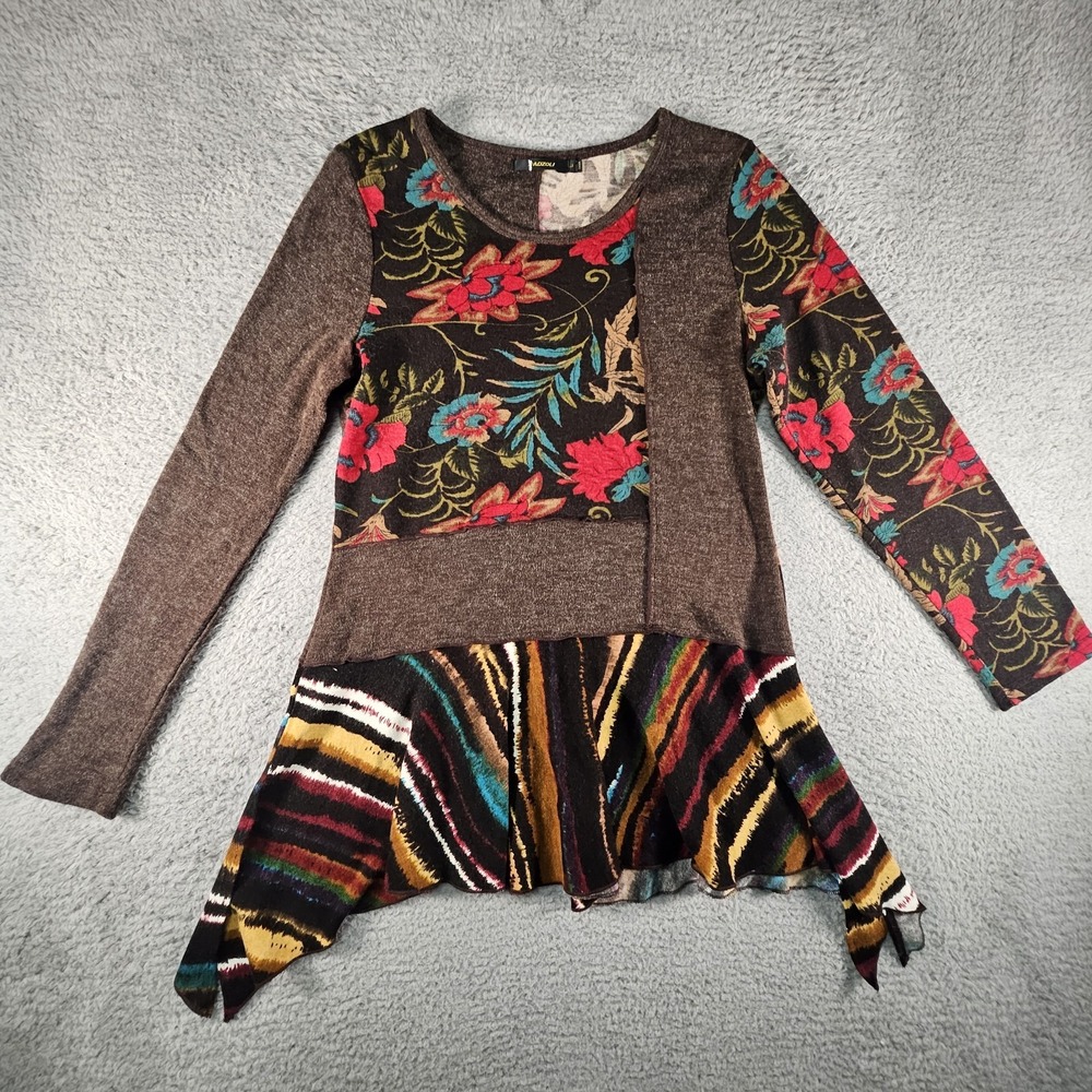Radzoli Knit Sweater Womens L Mixed Media Artsy Lagenlook‎ Wearable Art Mature